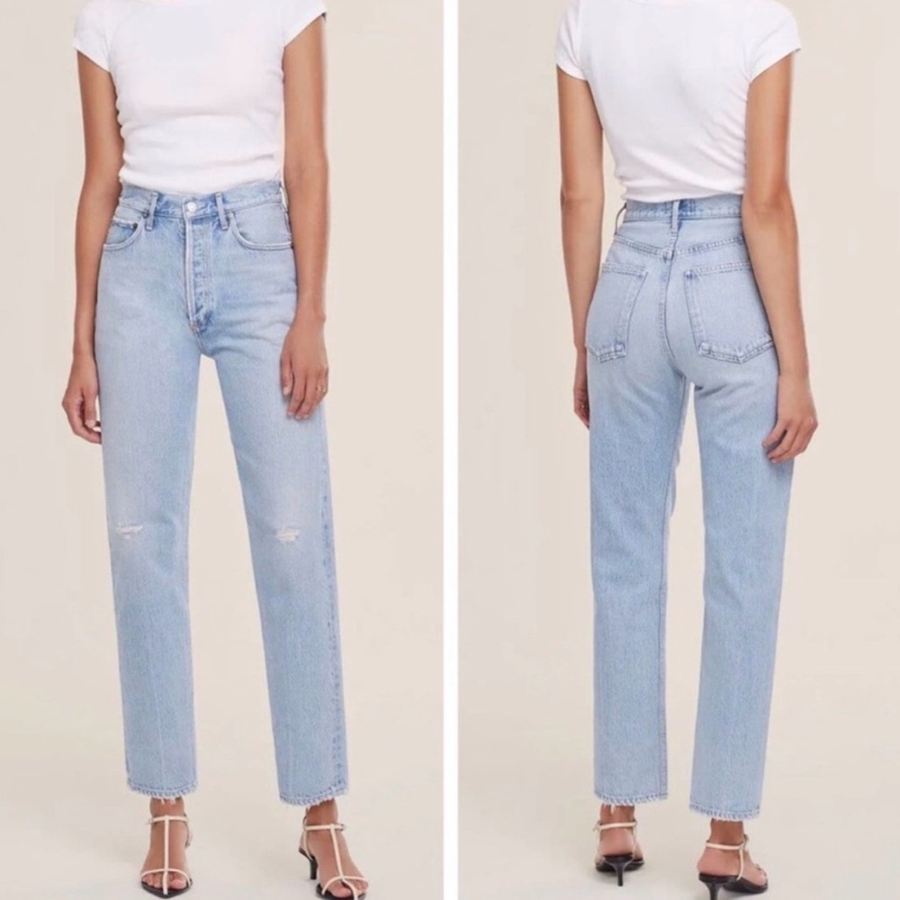 AGOLDE 90's Pinch Waist Jean Vintage Light Wash Distressed Blue 24